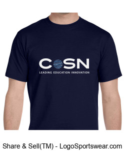 CoSN Hanes Unisex Beefy T-Shirt Navy - Center Logo Design Zoom